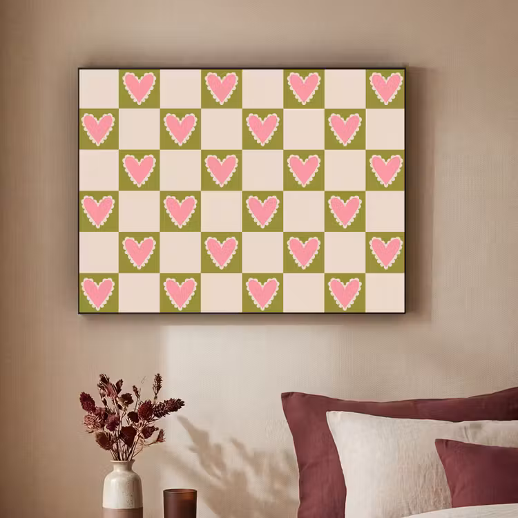 Art Frame - Olijfgroen - Hartjes - Patroon - Retro — 2