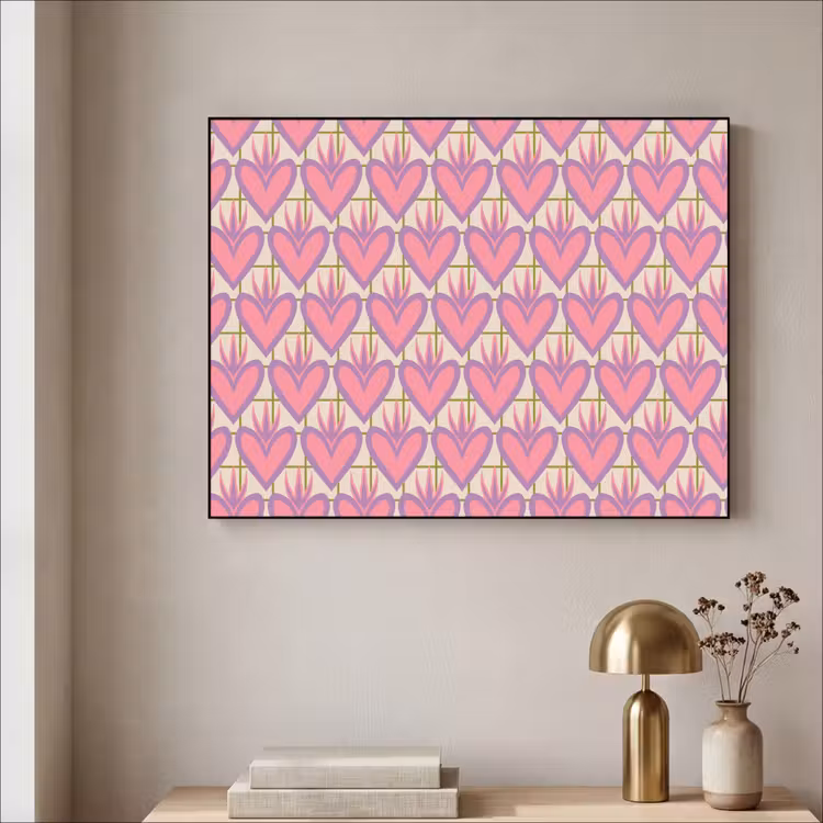 Art Frame - Patroon - Roze - Hartjes — 3