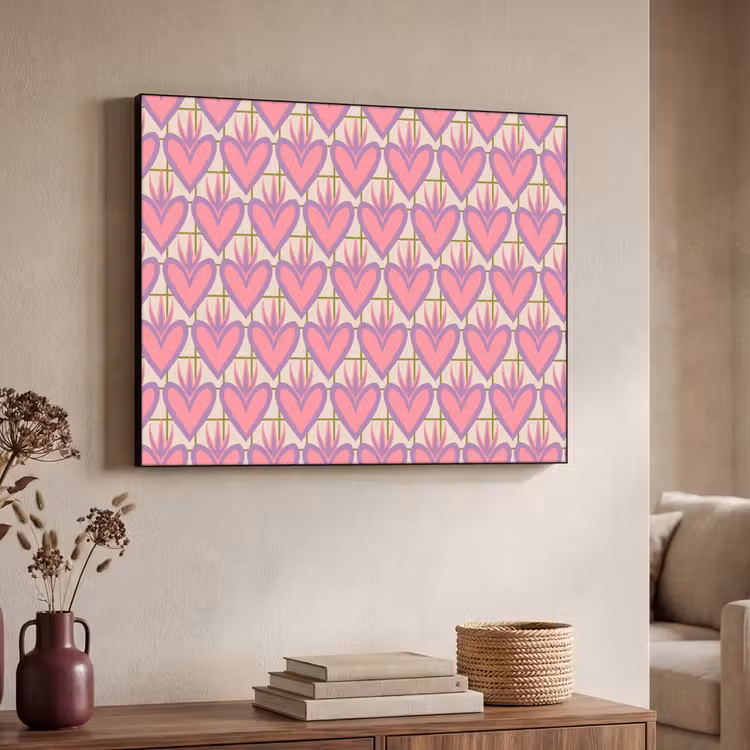 Art Frame - Patroon - Roze - Hartjes — 4