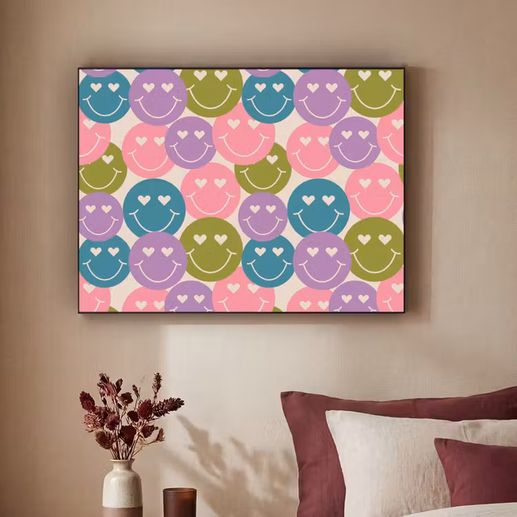Art Frame - Patroon - Smiley - Kleurrijk - Hartjes — 2
