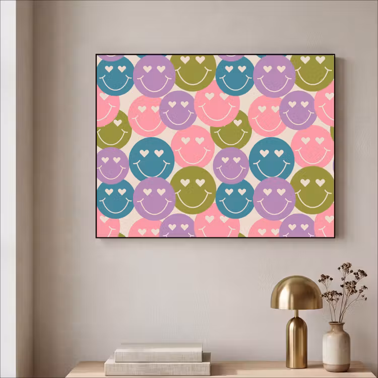 Art Frame - Patroon - Smiley - Kleurrijk - Hartjes — 3
