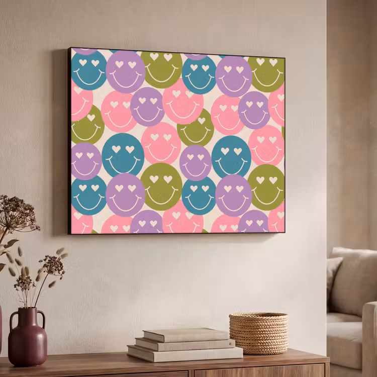 Art Frame - Patroon - Smiley - Kleurrijk - Hartjes — 4