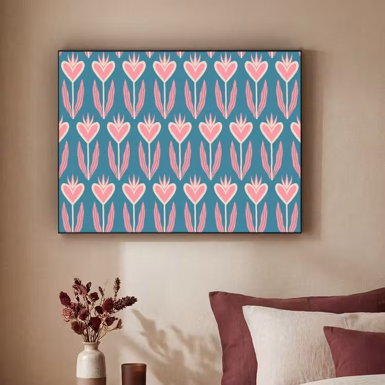 Art Frame - Blauw - Retro - Patroon - Hartjes — 2