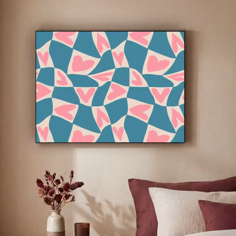 Art Frame - Blauw - Vlakken - Patroon - Hartjes — 2