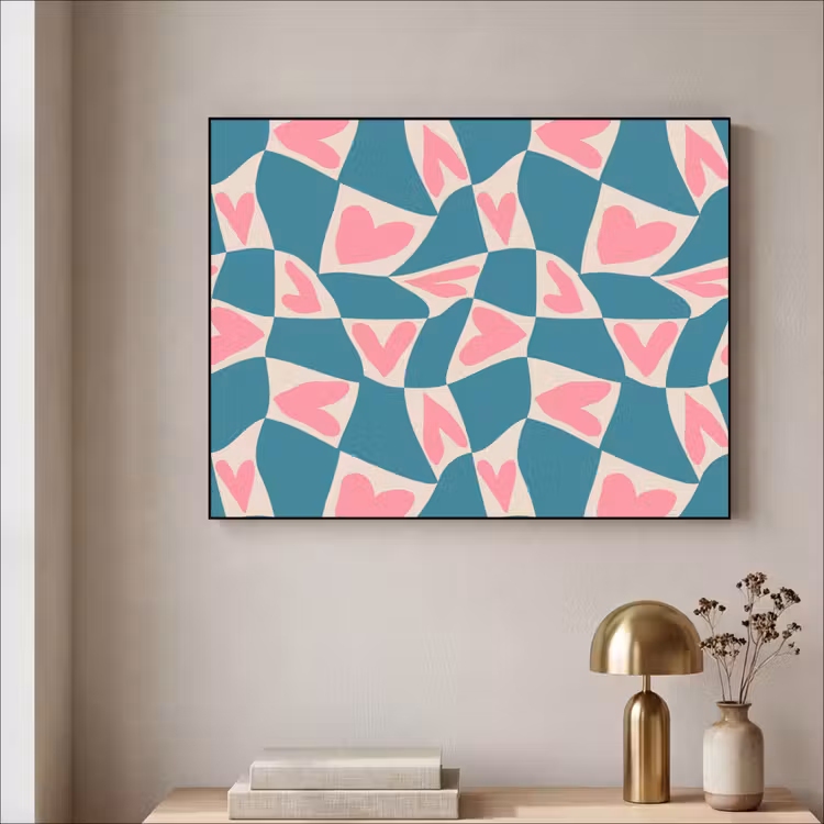Art Frame - Blauw - Vlakken - Patroon - Hartjes — 3