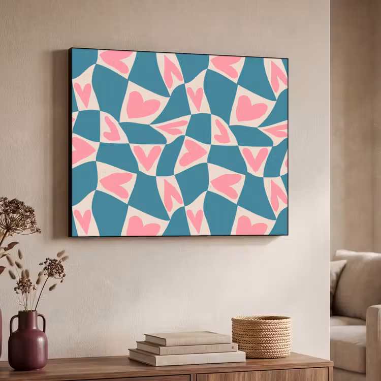 Art Frame - Blauw - Vlakken - Patroon - Hartjes — 4