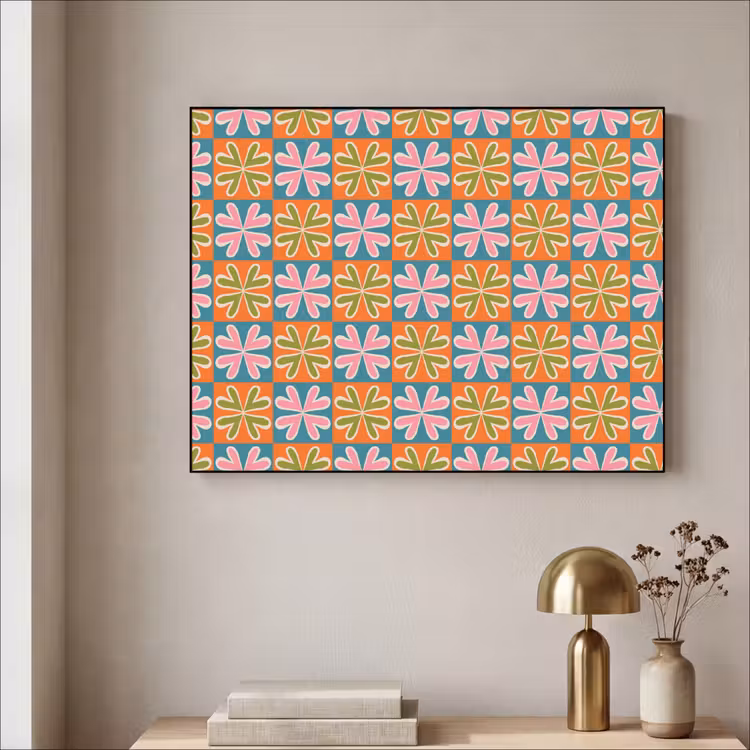 Art Frame - Bloemen - Retro - Patroon - Kleurrijk — 3