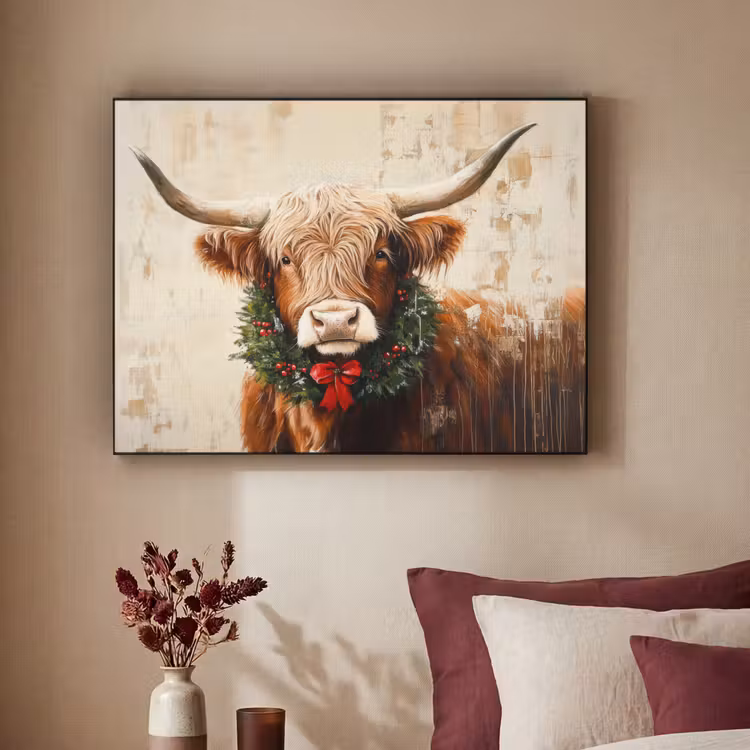 Art Frame - Kerst - Schotse Hooglander - Bruin - Krans — 2