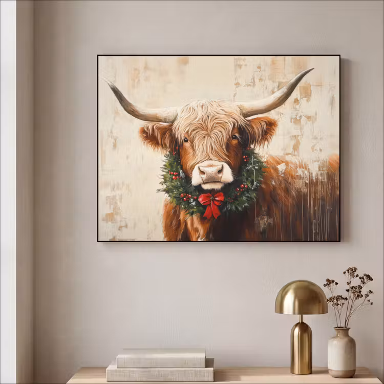 Art Frame - Kerst - Schotse Hooglander - Bruin - Krans — 3