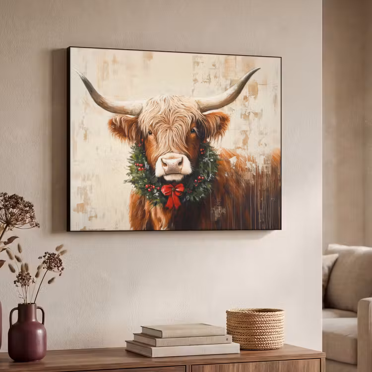 Art Frame - Kerst - Schotse Hooglander - Bruin - Krans — 4