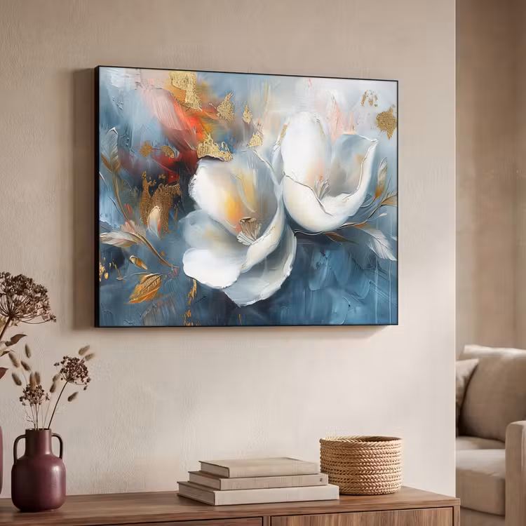 Art Frame - Bloemen - Wit - Goud - Kunst - Abstract — 4