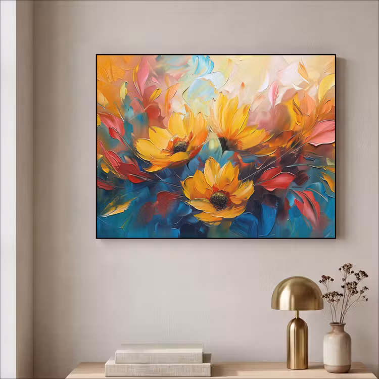 Art Frame - Bloemen - Zonnebloemen - Kunst - Geel — 3