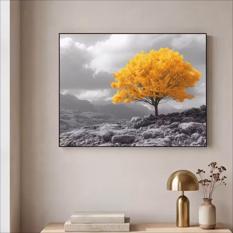 Art Frame - Boom - Geel - Natuur - Zwart wit — 3