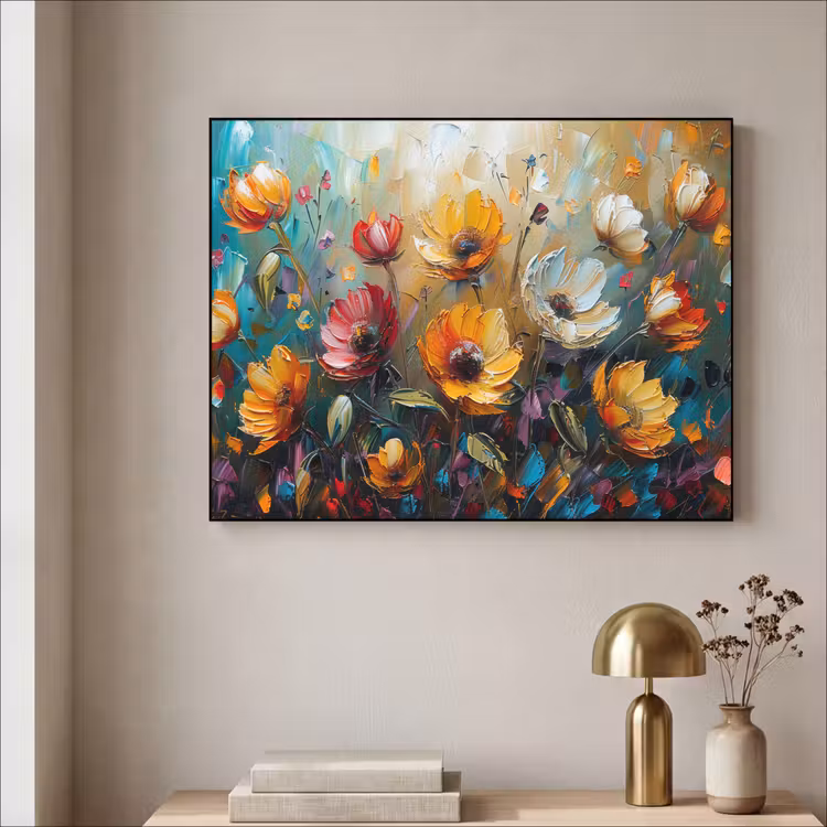 Art Frame - Bloemen - Verf - Kunst - Modern — 3