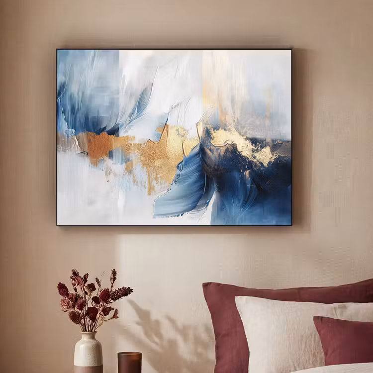 Art Frame - Goud - Blauw - Verf - Kunst - Modern — 2