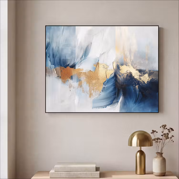 Art Frame - Goud - Blauw - Verf - Kunst - Modern — 3