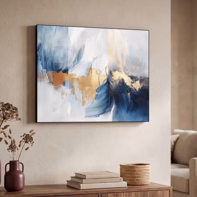 Art Frame - Goud - Blauw - Verf - Kunst - Modern — 4