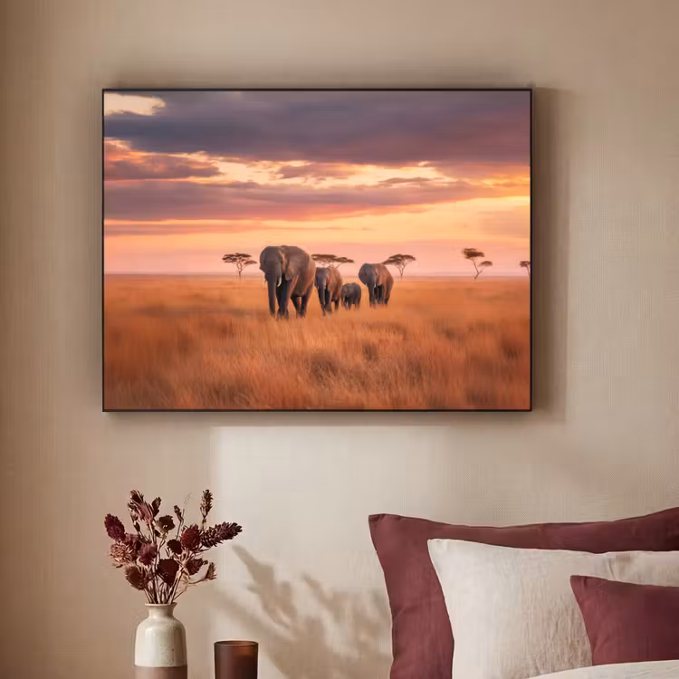Art Frame - Groep olifanten - Open vlakte - Zon — 2