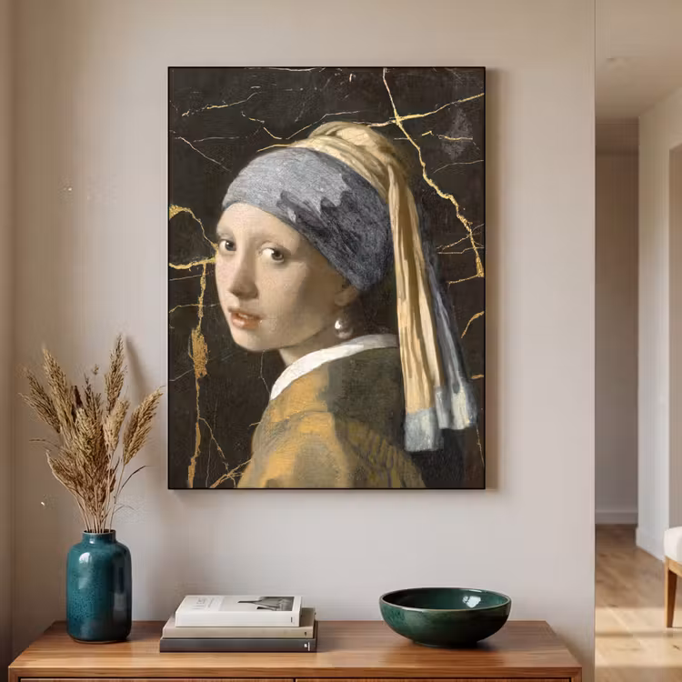 Art Frame - Meisje met de parel - Johannes Vermeer - Goud — 2