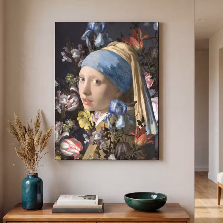 Art Frame - Meisje met de parel - Johannes Vermeer - Bloemen — 2