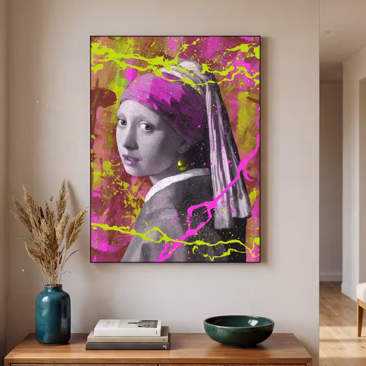Art Frame - Meisje met de parel - Johannes Vermeer - Neon — 2