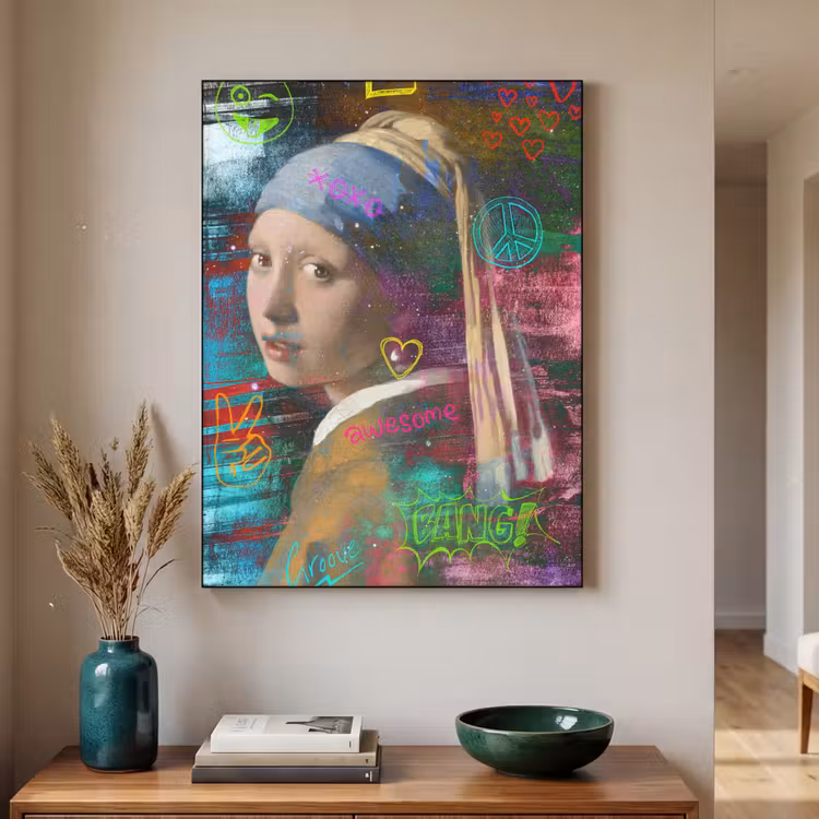 Art Frame - Meisje met de parel - Johannes Vermeer - Neon — 2