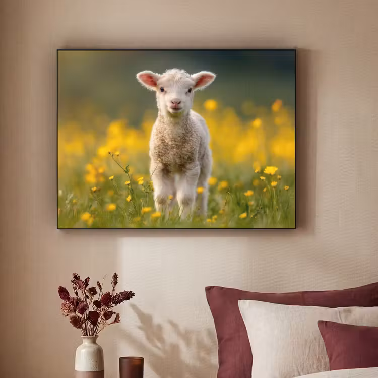 Art Frame - Lammetje - Gras - Bloemen - Geel — 2