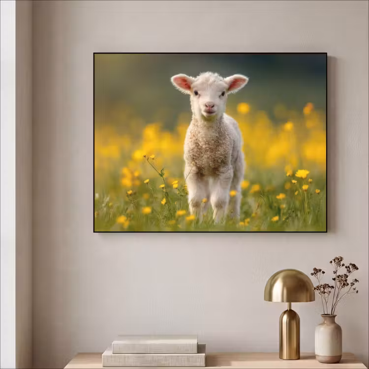 Art Frame - Lammetje - Gras - Bloemen - Geel — 3