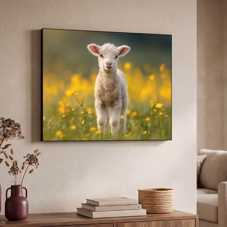 Art Frame - Lammetje - Gras - Bloemen - Geel — 4