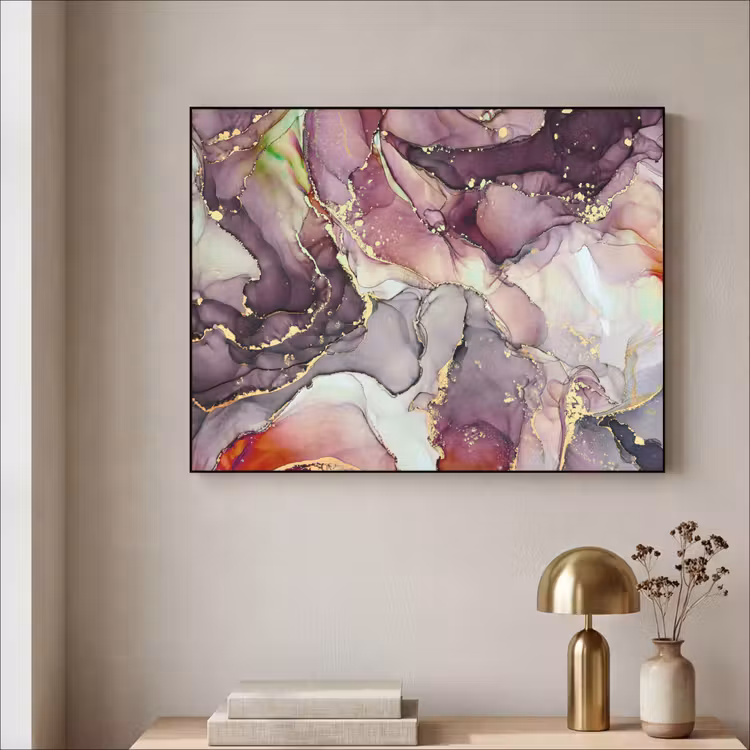 Art Frame - Marmer - Rood - Paars - Goud — 3