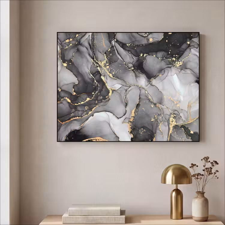 Art Frame - Marmer - Zwart - Goud - Grijs — 3