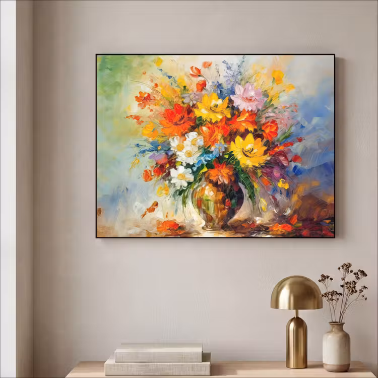 Art Frame - Bloemen - Kleurrijk - Olieverf - Bloempot — 3
