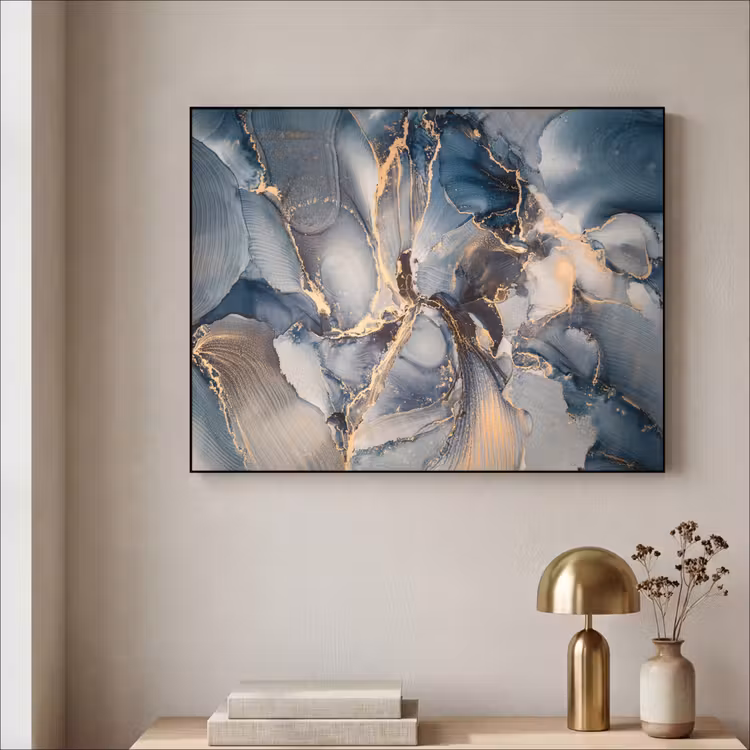 Art Frame - Marmer - Grijs - Blauw - Luxe - Goud — 3