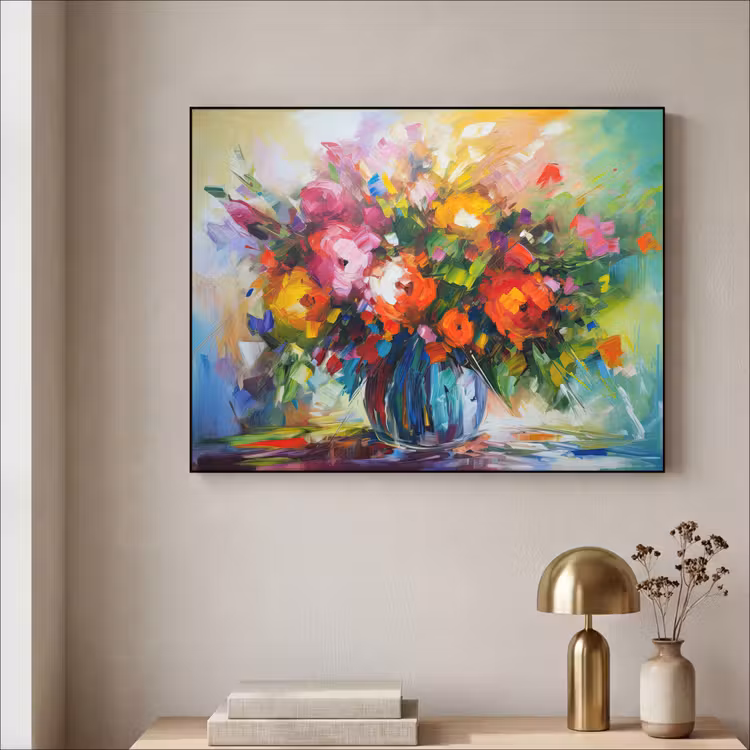 Art Frame - Bloemen - Kleurrijk - Bloempot - Olieverf — 3