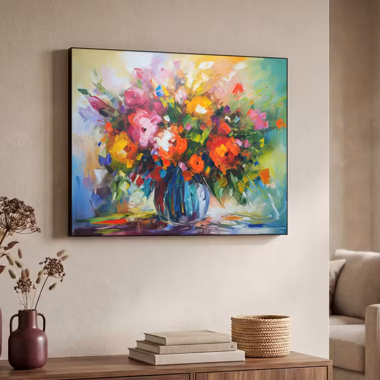 Art Frame - Bloemen - Kleurrijk - Bloempot - Olieverf — 4