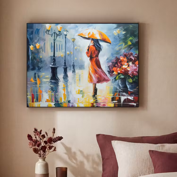 Art Frame - Olieverf - Paraplu - Vrouw - Straat - Kunst — 2