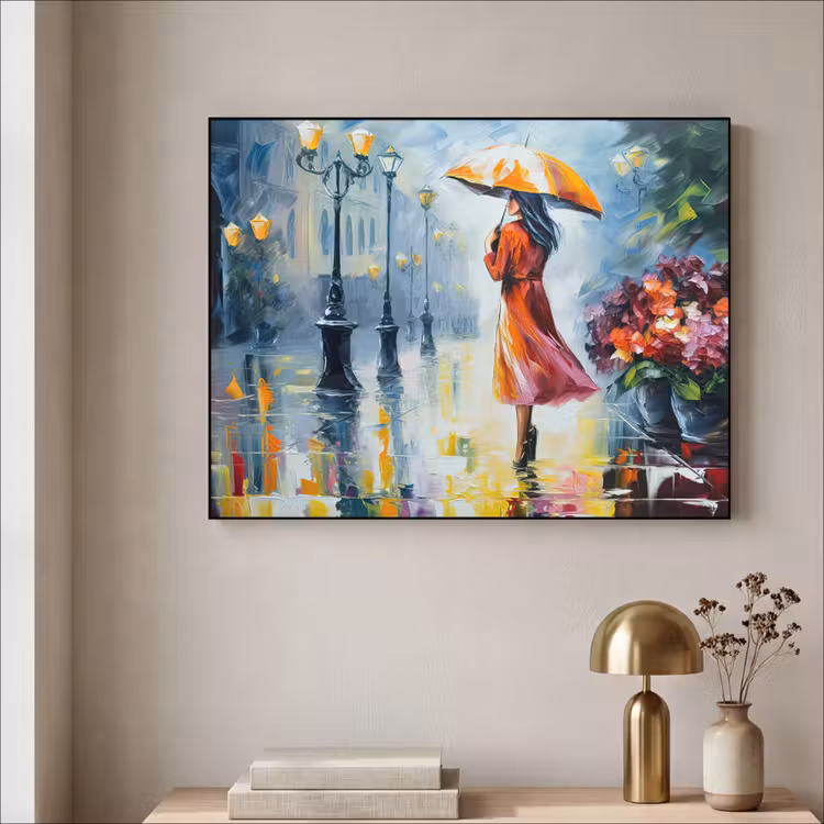 Art Frame - Olieverf - Paraplu - Vrouw - Straat - Kunst — 3