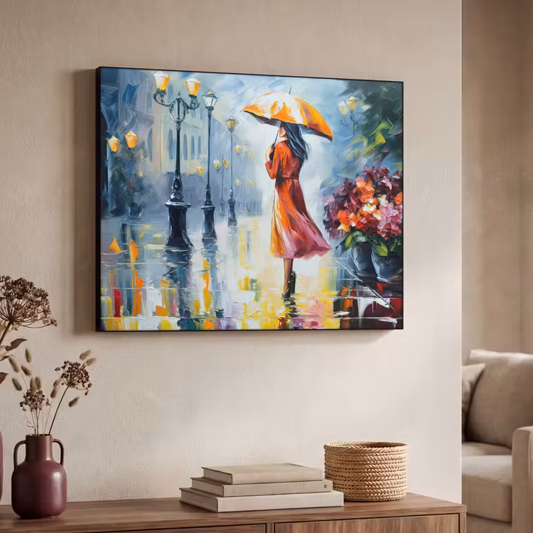 Art Frame - Olieverf - Paraplu - Vrouw - Straat - Kunst — 4