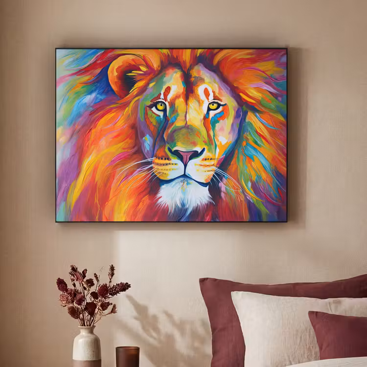 Art Frame - Leeuw - Dieren - Olieverf - Regenboog — 2