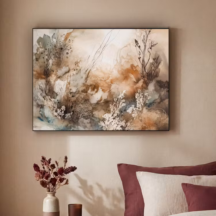 Art Frame - Abstract - Beige - Verf - Kunst - Natuur - Bloemen — 2