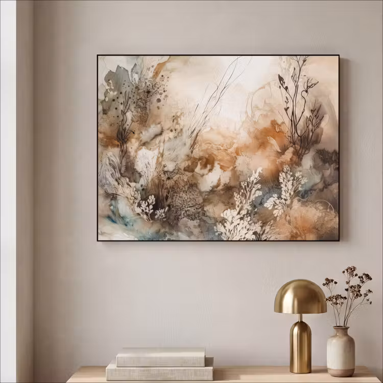 Art Frame - Abstract - Beige - Verf - Kunst - Natuur - Bloemen — 3