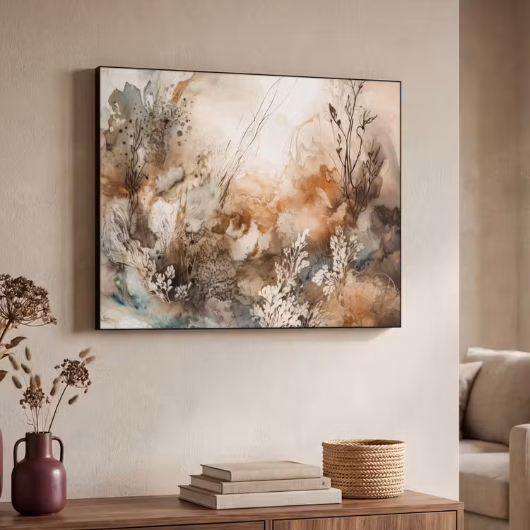 Art Frame - Abstract - Beige - Verf - Kunst - Natuur - Bloemen — 4