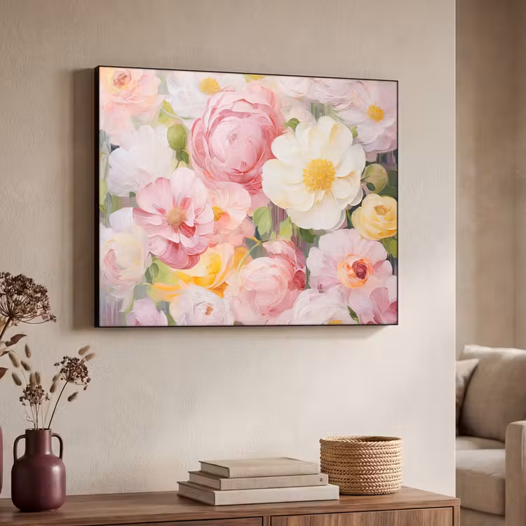 Art Frame - Bloemen - Roze - Botanisch - Kunst - Acrylverf — 4