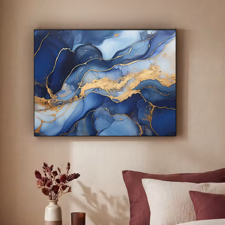 Art Frame - Marmer - Blauw - Goud - Abstract — 2