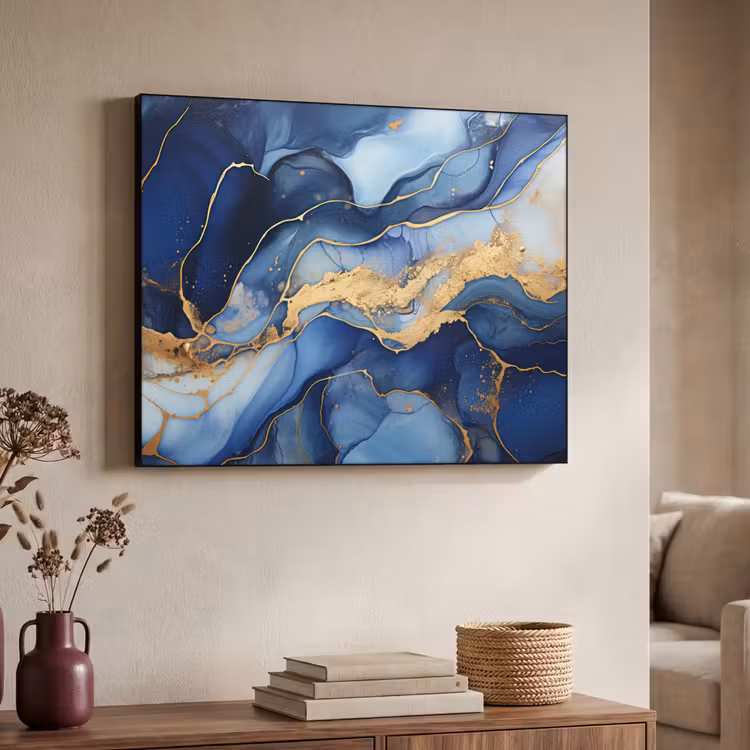 Art Frame - Marmer - Blauw - Goud - Abstract — 4