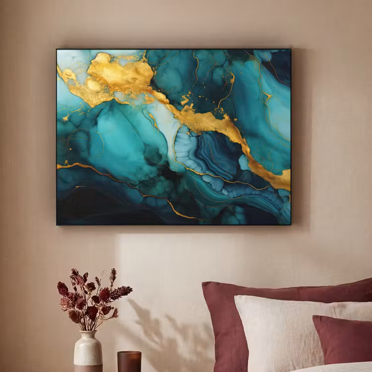 Art Frame - Marmer - Goud - Blauw groen - Abstract - Turquoise — 2