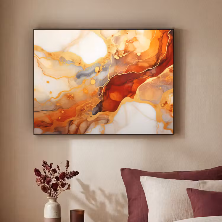 Art Frame - Marmer - Oranje - Goud - Modern - Abstract — 2