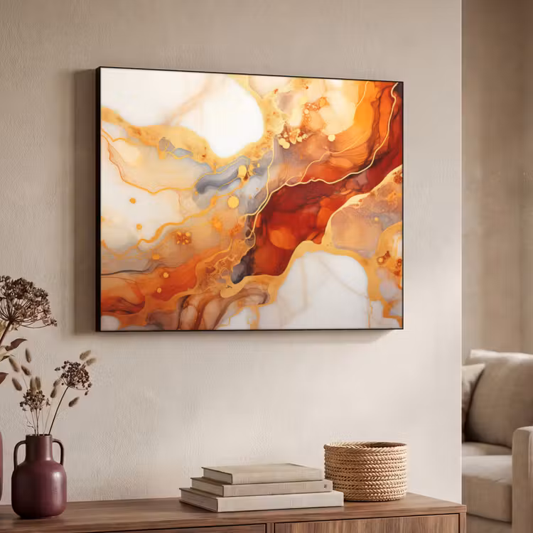 Art Frame - Marmer - Oranje - Goud - Modern - Abstract — 4