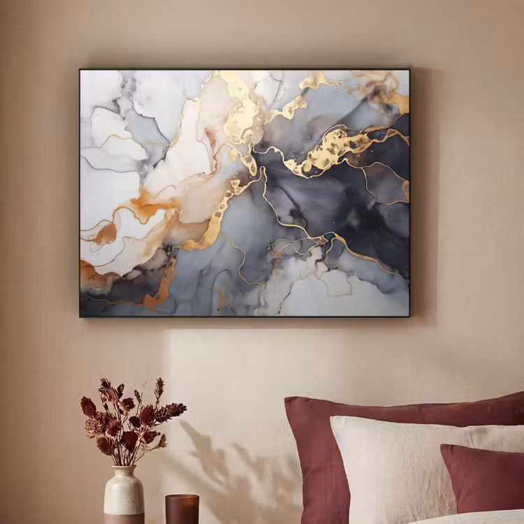 Art Frame - Marmer - Zwart - Goud - Wit — 2