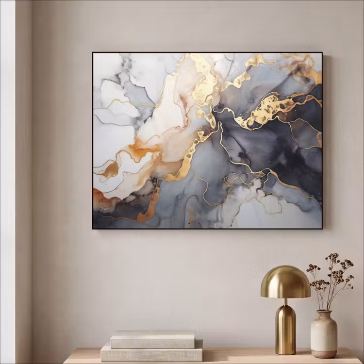 Art Frame - Marmer - Zwart - Goud - Wit — 3